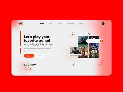 Landing Page Game adobe adobe xd background blur clean concept cyberpunk 2077 death stranding far cry 5 game gaming illustration interaction design landing page landing page design productdesign ui uidesign ux watch dog