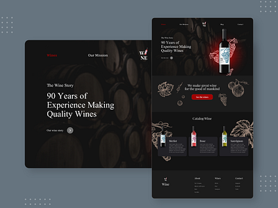 Wine Landing Page animation branding dark mode landing page parallax responsive responsive website ui ui design ux ux desiign web design website wine