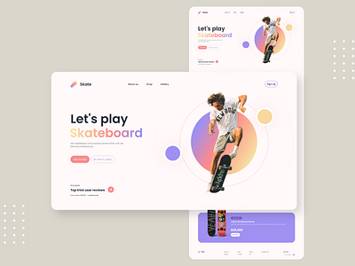 Landing Page clean landing page minimalist skate skateboard skateboarding skater skating ui ui design ux web design website design