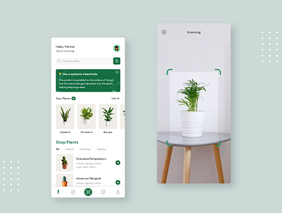 Plant Care App app care clean design flowers garden gardening leaf leaves mobile plant planting plants pot scan tree ui ux watering