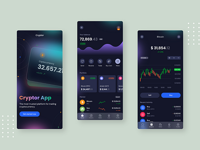 Cryto App animation bitcoin blockchain clean crypto cryptocurrency eth ethereum exchange interaction investment minimalist mobi mobile money trading ui