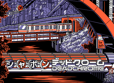 TOKYO BY NIGHT 1/2 bridge city design graphic illustration japan japanese night paiheme paihemestudio retro retro design river tokyo train typography vintage