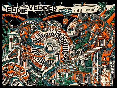 Eddie Vedder Poster concert poster design eddie vedder estampe gig poster graphic graphic art graphic artist graphic artists illustration japan japanese paiheme paihemestudio pearl jam retro retro design typography vintage