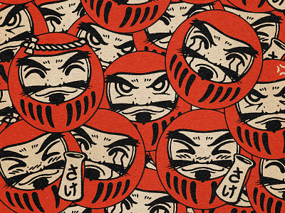 The Daruma Invasion ! beijing daruma design estampe graphic graphic art graphic artist graphic artists illustration japan japanese logo manga paiheme paihemestudio pattern ramen retro retro design vintage