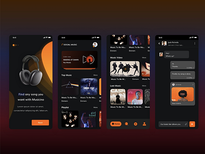 Social music application(find music and create playlist) app application branding design home page homepage main mobile ui ux web website