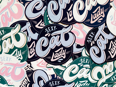 Cat lady cat charming crazy cute cutout design feminine form lady lettering playful print printed sexy shape stereotype sticker typography