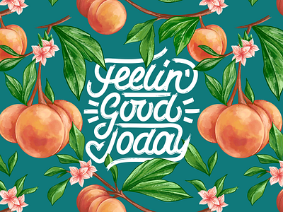 Peachy Pattern affinity bloom brush details feel flower garden good handdrawn happy illustration lettering pattern peach positive procreate today type typography watercolor