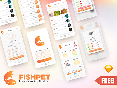 Flat Design - Fish Store Free UI-KIT