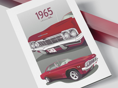 1965 Chevy Impala automotive illustration vector art
