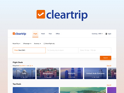 Cleartrip - UI/UX Case Study case study flight search illustration redesign typography ui ux ux casestudy