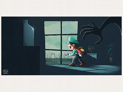 Luigi's Mansion childrens book illustrations digital watercolor fan art made dimas wirawan nintendo super mario