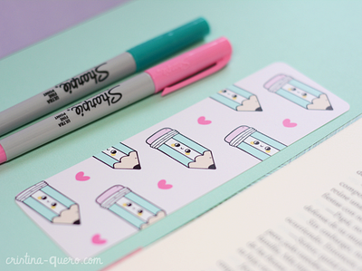 Bookmarks - Pencil Pattern art book bookmark bookmarks cartoon character cute graphic design illustration illustration art illustrator ilustración