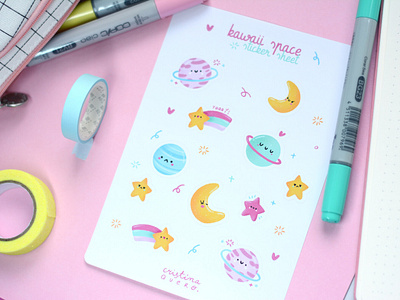 Kawaii Space Sticker Sheet