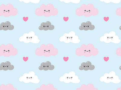 Clouds Pattern art cartoon character colourful creative market cute design doodle graphic design illustration illustration art illustrator ilustracion ilustración kawaii love pink vector vector artwork