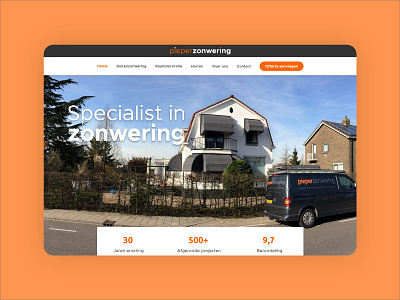 Website design blinds - Pieper Zonwering blinds grey orange sun webdesign website