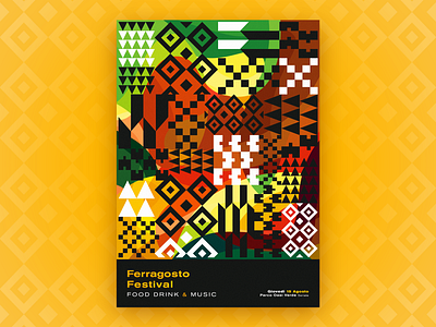 Ferragosto Festival poster abstract african fabrics geometric ghana kente pattern poster