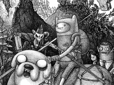 Kids License Mahendra Singh Adventure Time The Knight Death Devi crosshatching illustration licensing pen and ink poster art
