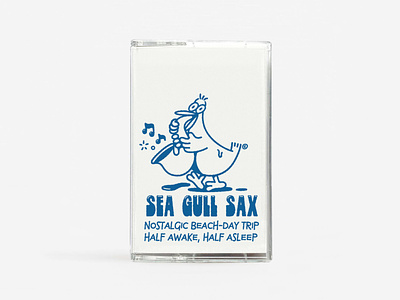 Sea, gull, sax 2d branding cassette character illustration linework tape