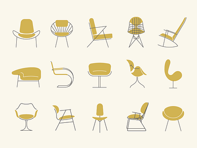 Mid Century Modern...sort of chairs furniture illustration linework minimal