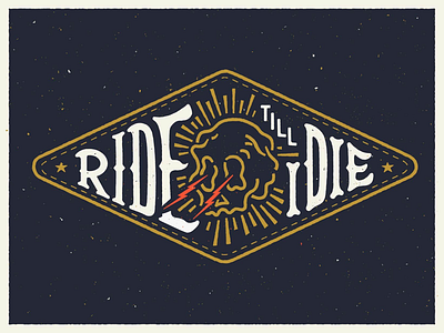Ride till I ☠️ biker illustration lettering patch poster skull