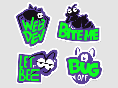 Bugathon stickers 2d 90s bugs computers fun hand lettering illustration lettering stickers stickerset typography