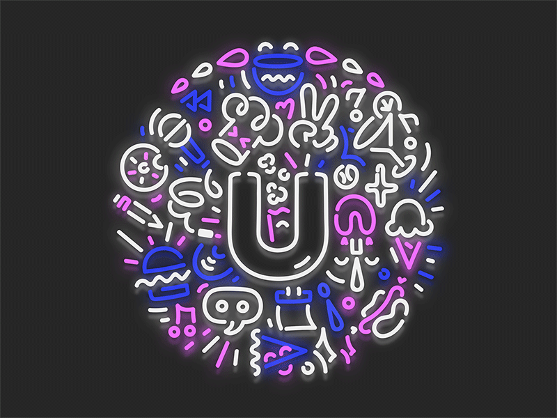 Universe Neon 2d branding character illustration linework logo neon vector