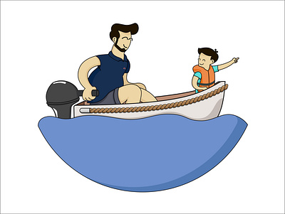 Father n Son adventure amsterdam boat boating bonding canals family father illustration illustrator skiff son yanick
