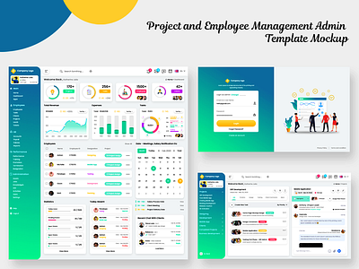 Project and Employee Management Admin Template Mockup