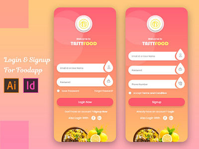 Food App Login and Signup UI Kit