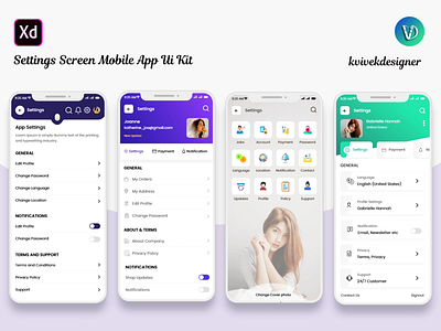 Settings Screen Mobile App UI Kit