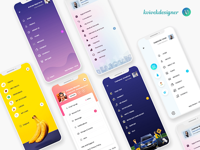 Mobile App Sidebar Navigation Menu UI Pack