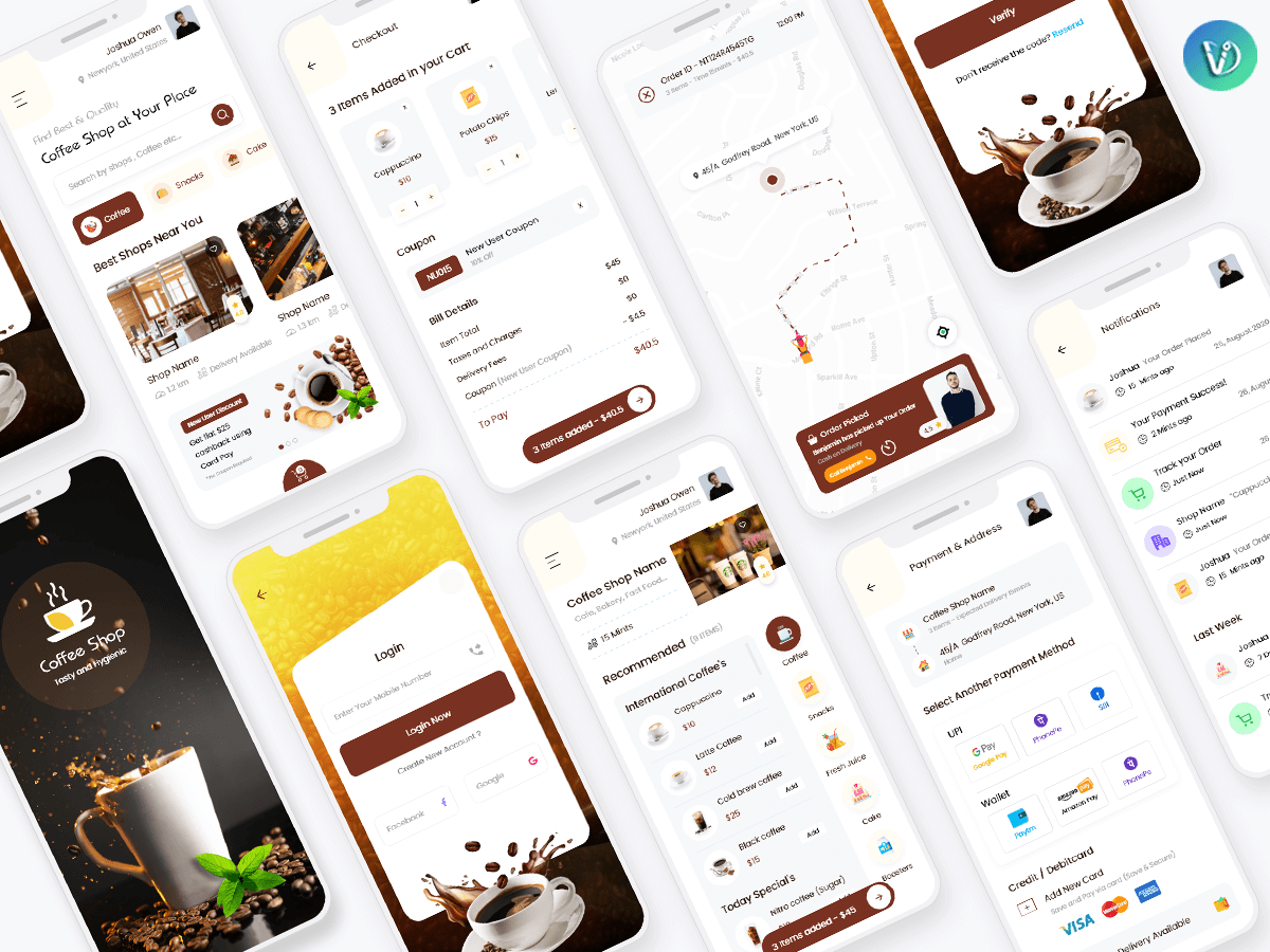 Coffee Shop Mobile App UI Kit by Vivek K on Dribbble