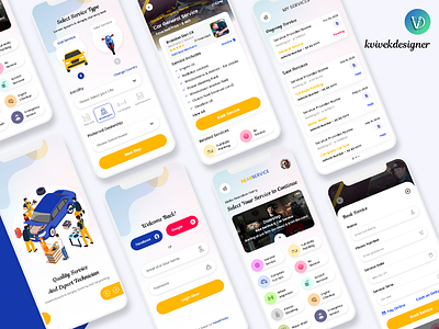 Bike and Car Service Booking Mobile App UI Kit