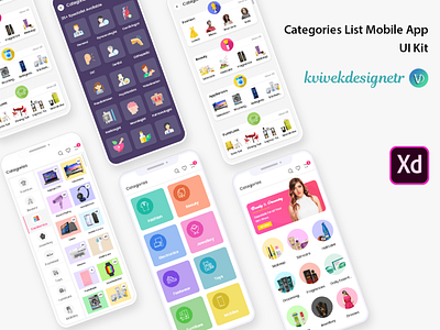 Categories List Mobile App UI Kit