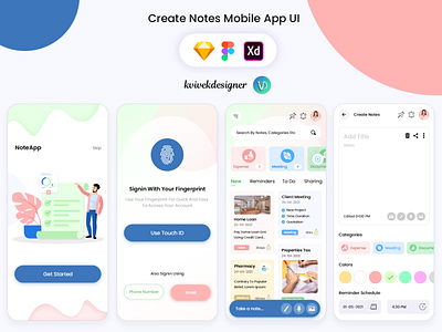 Create Notes Mobile App UI Kit