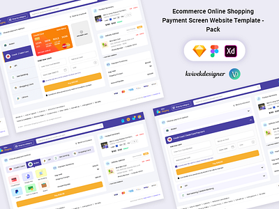 Ecommerce Online Shopping Payment Screens Website Template Pack