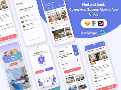 Find and Booking Coworking Spaces Mobile App UI Kit