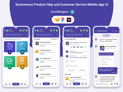 Ecommerce Product Help and Customer Service Mobile App UI Kit app chat concept customer enquiry help project service support theme web website