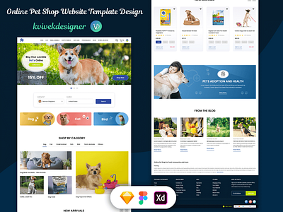 Online Pet Shop Website Template Design concept design dog landingpage onepage pets singlepage supplies template theme web website
