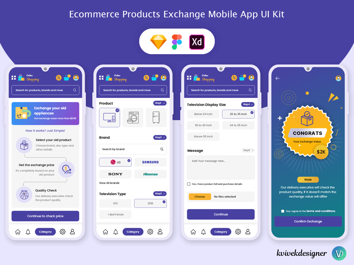 Products Exchange Mobile App UI Kit by Vivek K on Dribbble