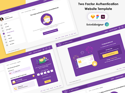 Two-Factor Authentication Website Template Design 2 step 2step access concept configuration designs mockups otp two step twofactor twostep website