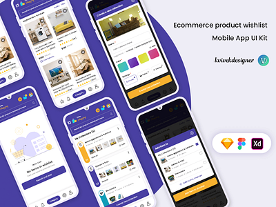 Ecommerce Product Wishlist Mobile App UI Kit