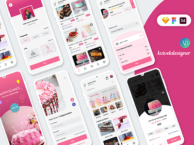 Buy Cakes Online Mobile App UI Kit android app cake concept delivery design food ios mockups order template themes