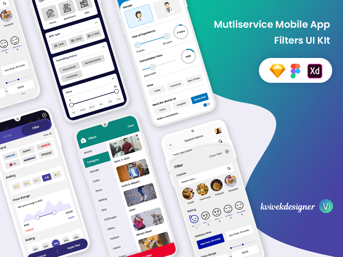 Multiservice Mobile App Filter UI Kit by Vivek K on Dribbble