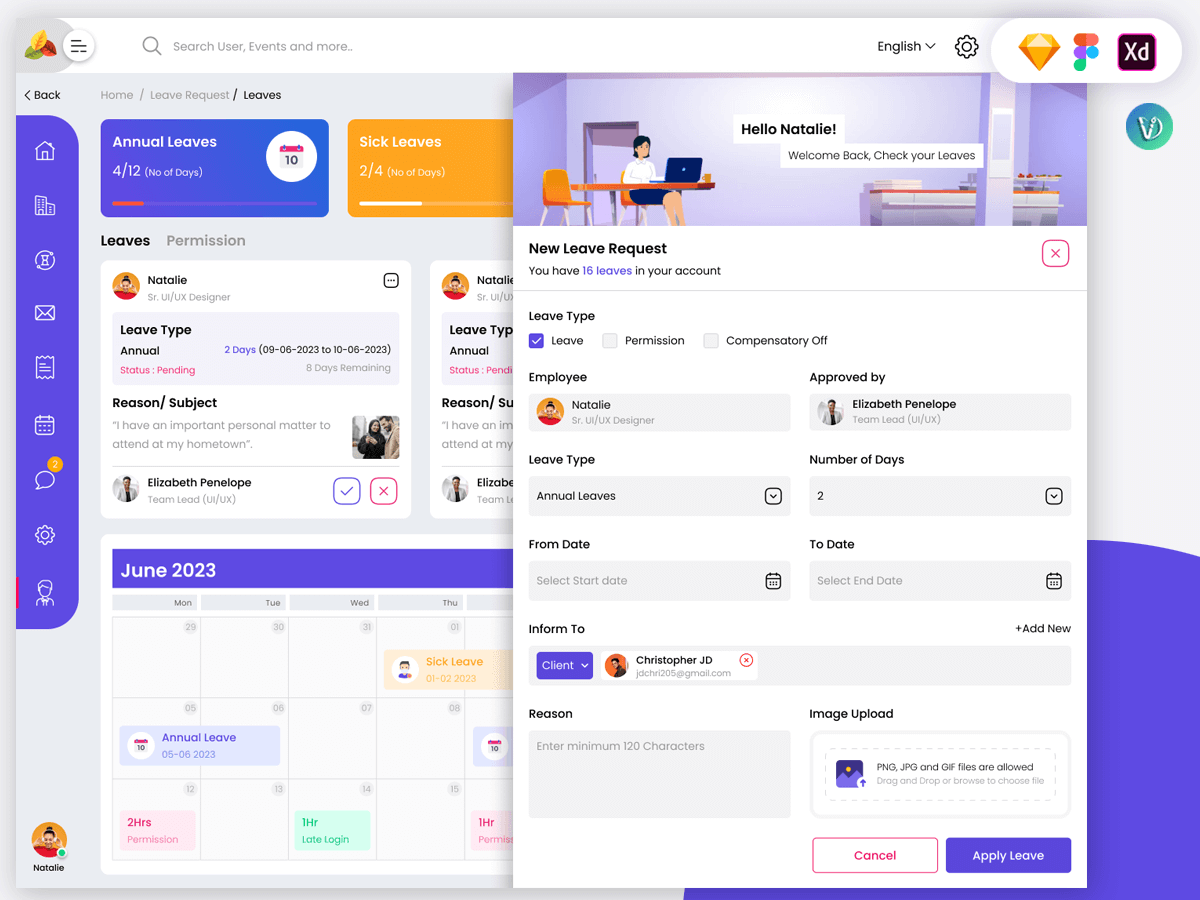 leave request form ui design