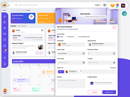 Create New Leave Request Web UI Template by Vivek K on Dribbble