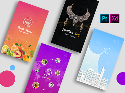 Multi Service App Splash Screens Design android splash screens design booking app splash screen design chat app splash screen design dating app splash screen design food app splash screen design ios splash screens design jewellery app splash screen