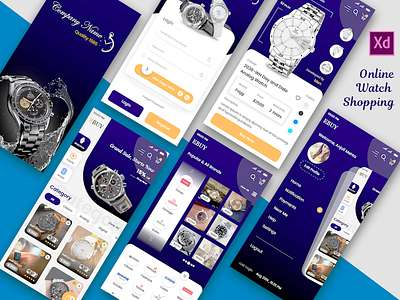 Watch Online Shopping Store Mobile App Mockup Design