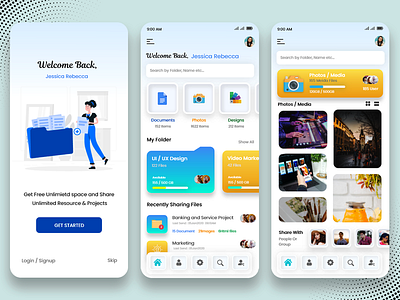 Files Storage and Sharing Mobile App UI Kit cloud management app dropbox app my files mobile app project management mobile app