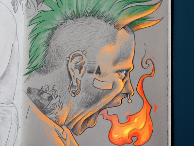 Keith Flint fire keith flint lightning portrait sketch sketchbook the prodigy